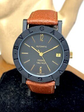 Bvlgari Watch Limited Edition Madrid Swiss Automatic Black Brown Leather Strap